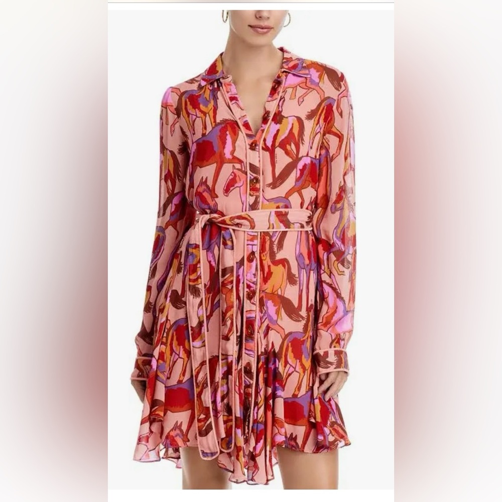 Farm Rio Women's Pink Wild Horse Print Dress
